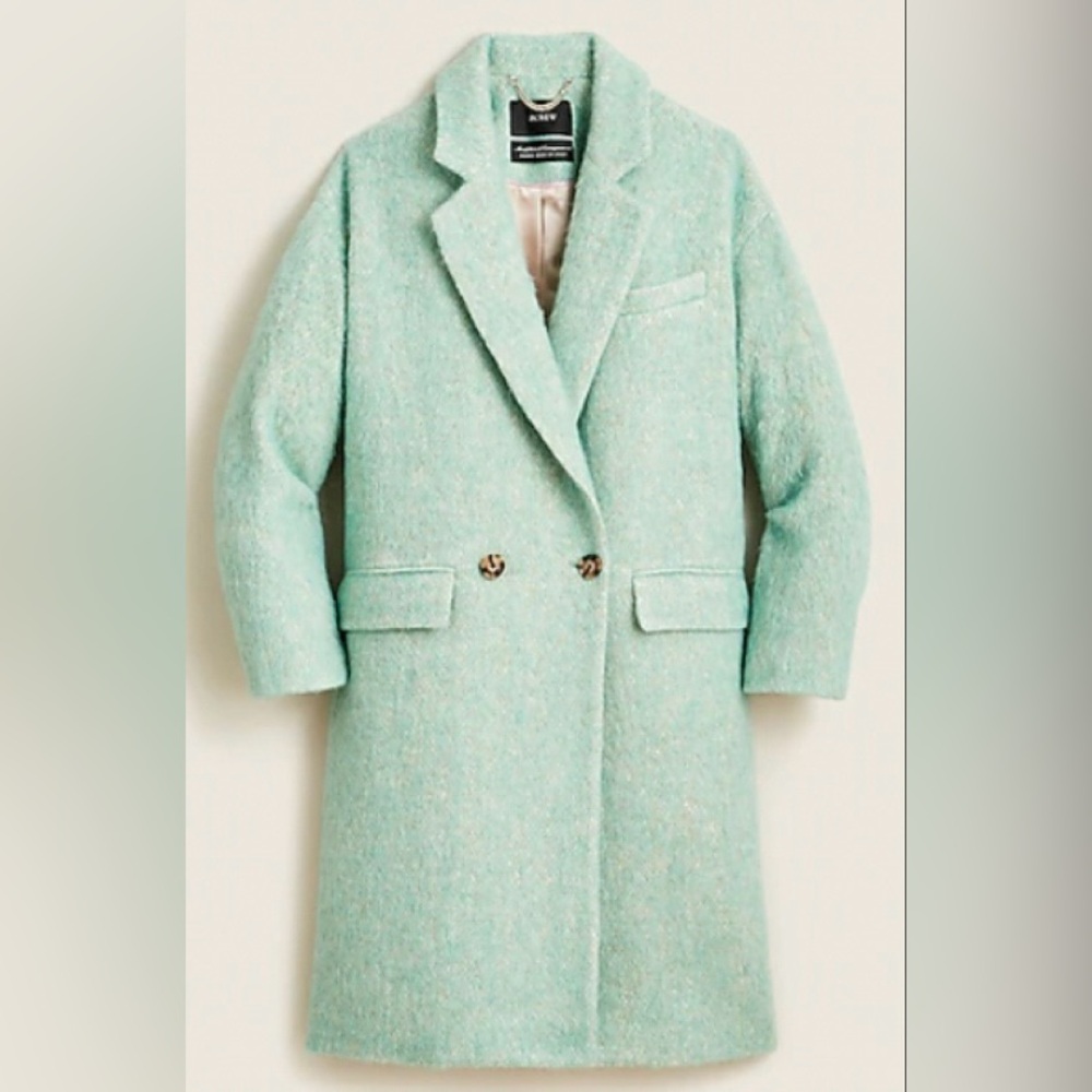 J.Crew Relaxed Topcoat in Italian Brushed Wool Blend Wintergreen XXL